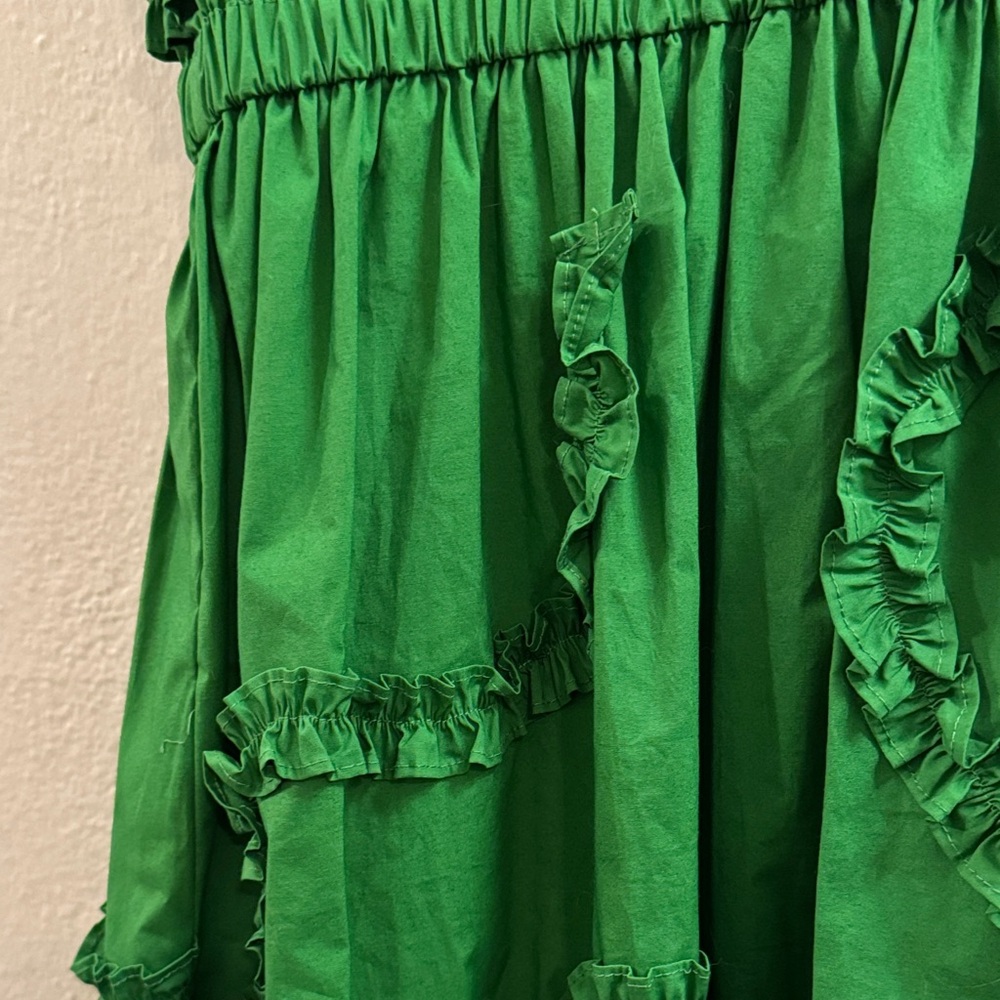 kate spade Bright Green Ruffle Shirt Midi Dress - Picture 12 of 13